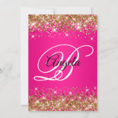 Gold Glitzer Hot Pink Ombre Extravagant Monogram Einladung (Rückseite)