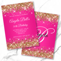 Gold Glitzer Hot Pink Ombre Extravagant Monogram