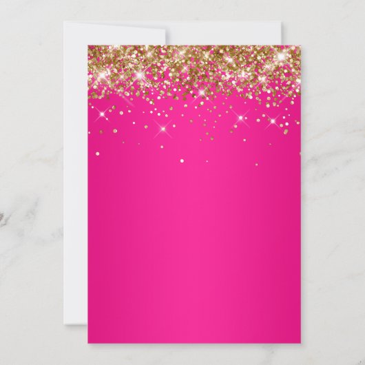 Gold Glitzer Hot Pink Ombre Quinceañera Einladung (Rückseite)
