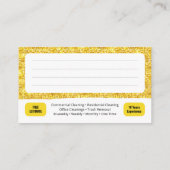 Gold Glitzer House Reinigung Janitorial Service Visitenkarte (Rückseite)