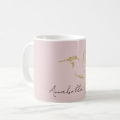 Gold Glitzer Hummingbird & Individuelle Name auf r Kaffeetasse (Vorderseite Links)