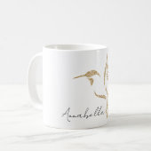 Gold Glitzer Hummingbird und Individuelle Name Kaffeetasse (Vorderseite Links)