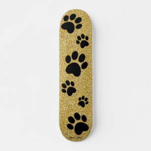 Gold Glitzer Hund Paw Prints Modern Girly Sparkass Skateboard