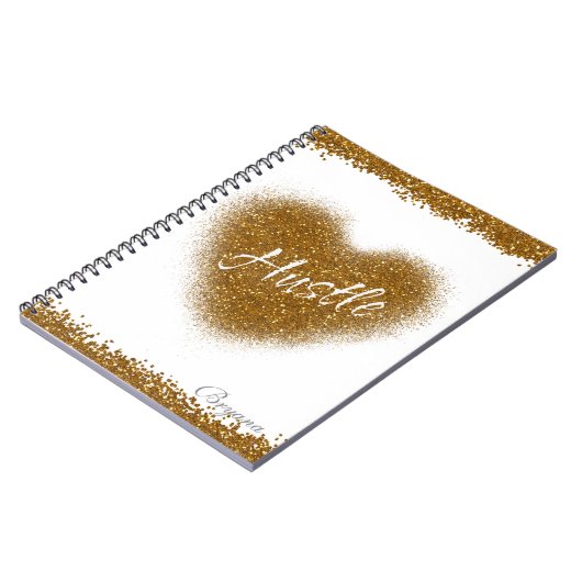 Gold Glitzer HUSTLE Heart Glamour Notebook Journal Notizblock (Linke Seite)