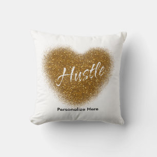 Gold Glitzer HUSTLE Herz Glamour Kissen Kissen