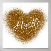 Gold Glitzer HUSTLE Herz Inspiration Wand Print Poster (Vorne)