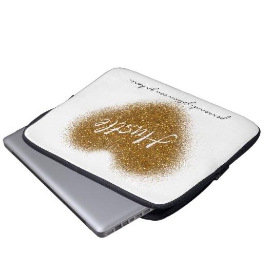 Gold Glitzer HUSTLE Herzstück Glamour Notebook-Cas Laptopschutzhülle (Vorne Knopf)