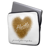 Gold Glitzer HUSTLE Herzstück Glamour Notebook-Cas Laptopschutzhülle (Vorderseite Links)