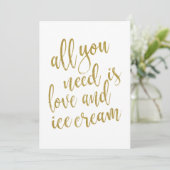 Gold Glitzer Ice Cream Bridal Dusche Einladung (Stehend Vorderseite)