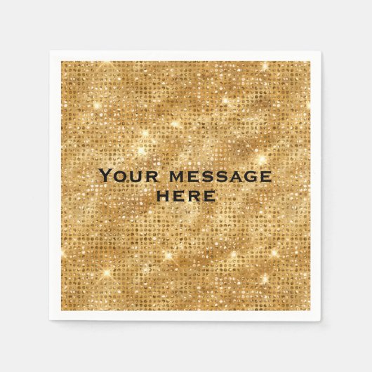 Gold-Glitzer Ihren eigenen Text hinzufügen Serviette (Vorderseite)