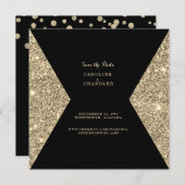 Gold Glitzer Image & B/W Foto Save the Date (Vorne/Hinten)