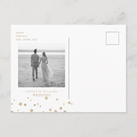 Gold Glitzer Image & Black Glam Save the Date Ankündigungspostkarte (Rückseite)