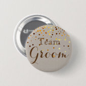 Gold Glitzer Imitate Foil Confetti Wedding Team Gr Button (Vorne & Hinten)
