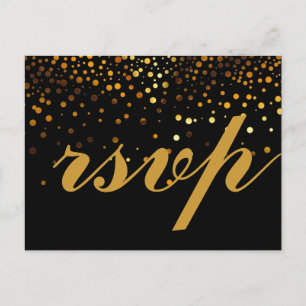 Gold Glitzer Imitate Foil Glamour Wedding RSVP Einladungspostkarte