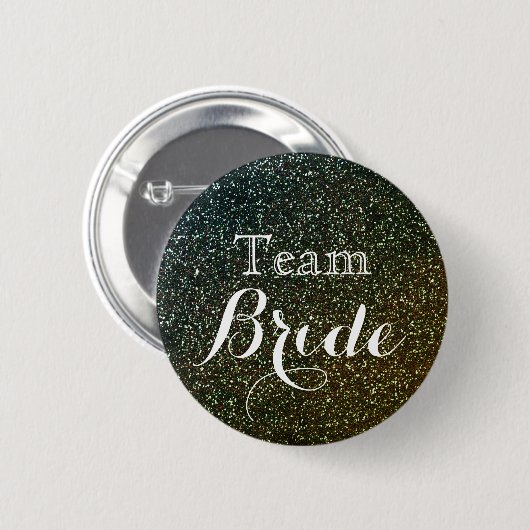 Gold Glitzer Imitate Foil Wedding Team Bride Button (Vorne & Hinten)