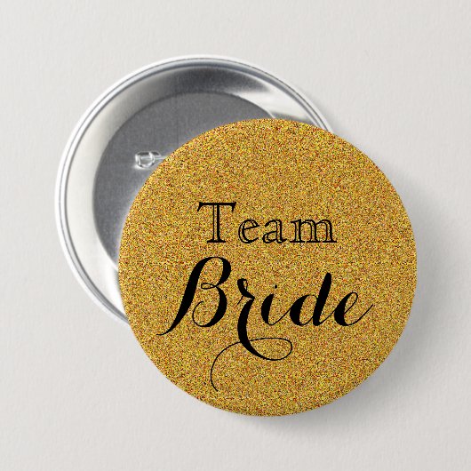 Gold Glitzer Imitate Foil Wedding Team Bride Button (Vorne & Hinten)