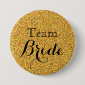 Gold Glitzer Imitate Foil Wedding Team Bride Button (Vorderseite)