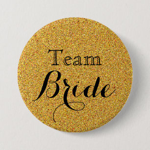 Gold Glitzer Imitate Foil Wedding Team Bride Button