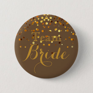 Gold Glitzer Imitate Foil Wedding Team Bride Button