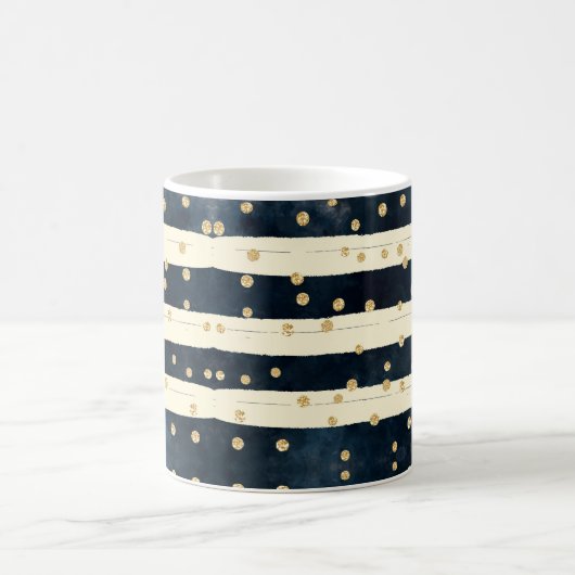Gold Glitzer Indigo Blue Stylish Modern Kaffeetasse (Mittel)