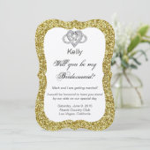 Gold Glitzer Infinity Heart Bridesmaid Card Einladung (Stehend Vorderseite)