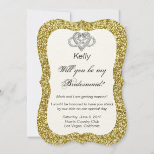 Gold Glitzer Infinity Heart Bridesmaid Card Einladung
