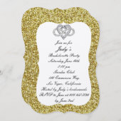Gold Glitzer Infinity Heart Junggeselinnen-Abschie Einladung (Vorne/Hinten)