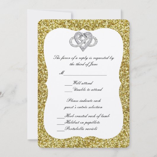 Gold Glitzer Infinity Heart Response Card Einladung (Vorderseite)