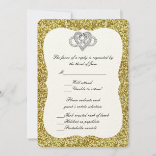 Gold Glitzer Infinity Heart Response Card Einladung