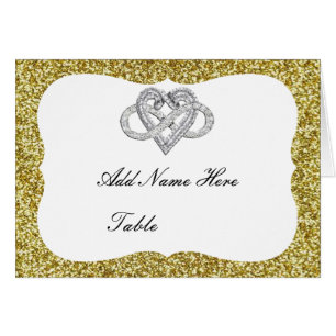 Gold Glitzer Infinity Heart Table Platzkarte