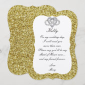Gold Glitzer Infinity Heart Trauzeugin Card Einladung (Vorne/Hinten)
