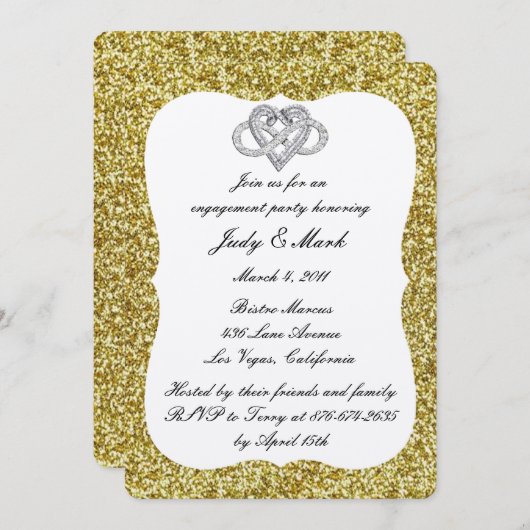Gold Glitzer Infinity Heavy Engagement Party Einladung (Vorne/Hinten)