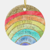 Gold Glitzer Inspiration Quotes Regenbogen Keramik Ornament (Vorne)