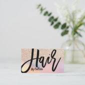 Gold Glitzer Iridescent Holographic Hair Stylist Visitenkarte (Stehend Vorderseite)