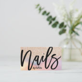 Gold Glitzer Iridescent Holographic Nail Tech Visitenkarte (Stehend Vorderseite)