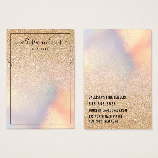 Gold Glitzer Iridescent Necklack Display Card (Vorne & Hinten)