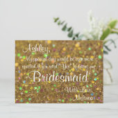 Gold Glitzer ist meine Bridesmaid Einladung (Stehend Vorderseite)