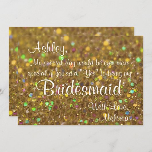 Gold Glitzer ist meine Bridesmaid Einladung (Vorne/Hinten)