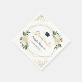 Gold Glitzer Ivory Green Floral Graduation Party Serviette (Ecke)