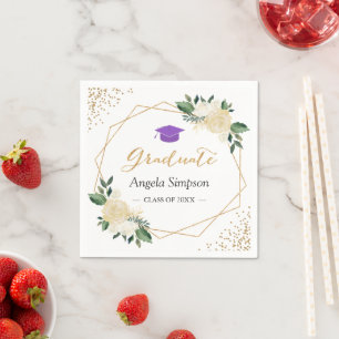 Gold Glitzer Ivory Green Floral Lilac Abschluss Serviette