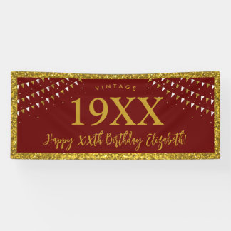 Gold Glitzer Jeglicher Geburtstag Vintager Banner