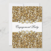 Gold Glitzer & Jewel Engagement Party laden Einladung (Vorderseite)
