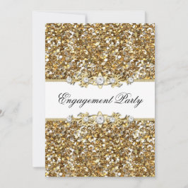 Gold Glitzer & Jewel Engagement Party laden Einladung