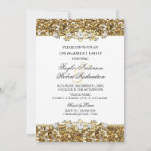 Gold Glitzer & Jewel Engagement Party laden Einladung (Rückseite)