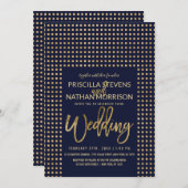 Gold Glitzer Jewels Navy Blue Simple Wedding Einladung (Vorne/Hinten)