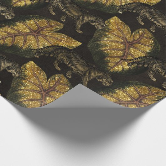 Gold Glitzer Jungle Tiger Pattern Geschenkpapier (Ecke)