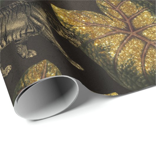Gold Glitzer Jungle Tiger Pattern Geschenkpapier (Rolleneckpunkt)