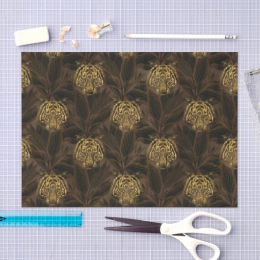 Gold Glitzer Jungle Tiger Pattern Seidenpapier (Handwerk)