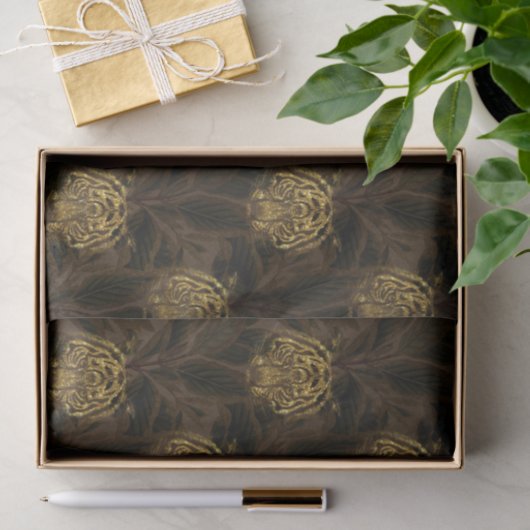 Gold Glitzer Jungle Tiger Pattern Seidenpapier (Geschenk)