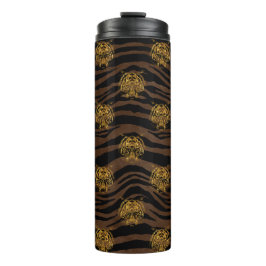 Gold Glitzer Jungle Tiger Pattern Thermosbecher